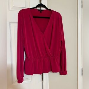 Banana Republic Magenta Wrapped Long Sleeve Blouse